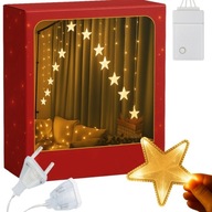 Kurtyna ozdobna gwiazdy - klimat świąt, ciepły biały