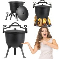 KOCIOŁEK GARNEK ŻELIWNY EMALIOWANY 10L MYŚLIWSKI WĘGIERSKI NA OGNISKO GRILL