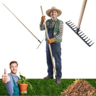 GRABIE SPAWANE 12 ZĘBÓW SCHMITH TRZONEK DREWNIANY OGRODOWE STALOWE 146X33CM