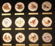 LUNAR 2 II KOMPLET KOLOR 1 $ AUSTRALIA 2008 - 2019 CAŁA SERIA 12 x 1 OZ 999