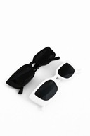 Dwie pary okularów przeciwsłonecznych czarne + białe geometryczne nowe