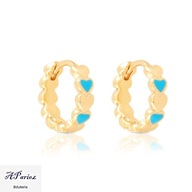 Eap31645 Kolczyki dziecięce złocone serduszka niebieskie