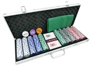 ZESTAW DO POKERA 500 ŻETONÓW – WALIZKA, KARTY TEXAS, KOSTKI, MOCNY PREMIUM