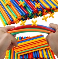 SŁOMKI KONSTRUKCYJNE KREATYWNE KLOCKI PATYCZKI RURKI WIELKI ZESTAW 1000 EL.