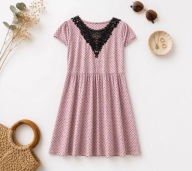 Sukienka w kropki w stylu retro vintage pin up dress koronkowy kołnierzyk