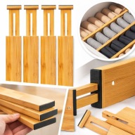 ORGANIZER DO SZUFLAD PRZEGRÓDKI SEPARATOR BAMBUSOWY ZESTAW 4 SZTUKI