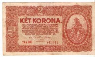 Węgry 2 Korony 1920 Królestwo Węgier I rok rządów Nikolasa Horty