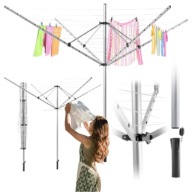 SUSZARKA NA PRANIE BIELIZNE UBRANIA OGRODOWA OBROTOWA DUŻA MOCNA 50M+KOTWA