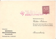 TRZECIA RZESZA -karta firmowa -stempel aneksja Czech 1939 rok marzec