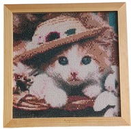 Obraz ręcznie zrobiony haftem diamentowym kot kotek