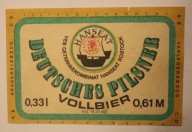 ETYKIETA - HANSEAT - VEB HANSEAT ROSTOCK - DEUTSCHES PILSNER - VOLLBIER