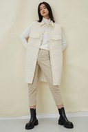 H & M kamizelka pikowana watowana długa kremowa beżowa bezrękawnik cargo