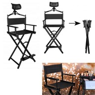 Składane Krzesło do Makijażu z Zagłówkiem BeautyLushh Czarne, Wytrzymałe