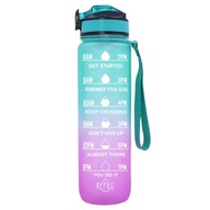 Butelka na Wodę BIDON Zielono-Różowa Gradient z Miarką 1000ml Wielokolorowy