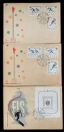 1962 Narciarskie Mistrzostwa Zakopane Fi 1149-51 aib + blok 30 FDC wzór 2