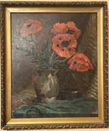 Obraz olejny na płótnie – Maki w wazonie