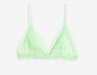 H & M koronkowy stanik motylek biustonosz limonkowy softbra braletka brat