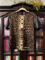 Pretty girl - j.nowa bluzeczka panterka eko skórka wstawka 42!