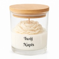 Świeczka Personalizowana TWÓJ NAPIS Kwiat Piwonii Zapachowa Świeca Peony