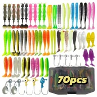Zestaw Przynęt Spinningowych 70 szt 60 Gum +10 Haków Jigowych/Szczupak Okoń