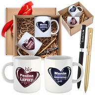 Kubek kubki długopisy z grawerem 2 szt. zestaw prezentowy walentynkowy