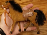 Realistyczny jasno brązowy duży koń zabawka figurka siodło farma