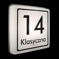 Nowoczesny PODŚWIETLANY numer domu LED tabliczka adresowa K+ dom budynku