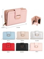 średni portfel na zamek zapinany z klamrą portmonetka damski skóra eko