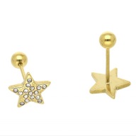 63996 Kolczyki złota stal chirurgiczna piercing gwiazdki z cyrkoniami