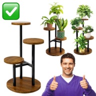 KWIETNIK STOJAK REGAŁ STOJĄCY DREWNIANY METALOWY CZARNY RENEW FORCE 54cm