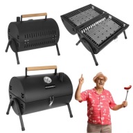 GRILL WĘGLOWY TURYSTYCZNY TERMOMETR KOMIN PRZENOŚNY POKRYWA DWA RUSZTY