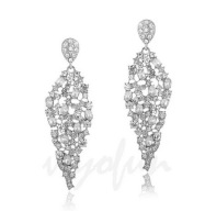 KOLCZYKI CYRKONIE srebrne białe długie wizytowe