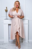 Elena asymetryczna suknia plus size lśniący beż 50