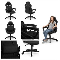 FOTEL GAMINGOWY BIUROWY MATERIAŁOWY KNIGHT CZARNY 126X68X58CM OBROTOWY