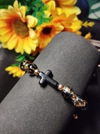 Bransoletka różaniec szkło hematyt