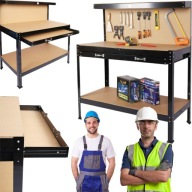 STÓŁ WARSZTATOWY GARAŻOWY RESSER SOLIDNY METALOWY MOCNY Z SZUFLADĄ TABLICA