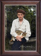 Obraz Dmitrij Szostakowicz portret z podpisem w drewnianej ramie ze szkłem