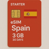 Starter karta eSIM Internet Hiszpania 3 GB 30 dni