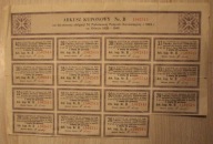 OBLIGACJA - ARKUSZ KUPONOWY od 50 - złotowej 1924 na 10 lecie 1935 - 1945