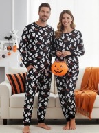Piżama damska dwuczęściowa - długi rękaw - Halloween - Czarna - Duch - L