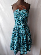 Sukienka niebieska w zwierzęcy wzór na ramiączkach - S