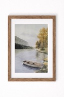 Cisza nad jeziorem obraz do salonu Pejzaż we Mgle Ręcznie Malowany 23x31