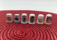 6 porcelanowych kolekcjonerskich naparstków vintage Czechosłowacja, Austria
