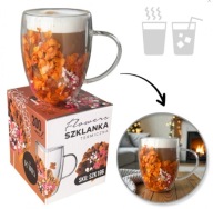 Szklanka termiczna z kwiatami w środku, gipsówka hortensje róż 300 ml 1 szt