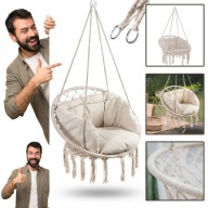 HUŚTAWKA BOCIANIE GNIAZDO KOKON FOTEL WISZĄCY OGRODOWA Z PODUSZKĄ 80CM