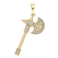 53403 Zawieszka stal chirurgiczna 316L pozłacana 18k toporek siekiera