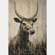 Zwierzę z rogami, jeleń obraz na płótnie 55x80 brązowy do salonu pokoju