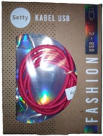 Kabel Setty USB - USB typ C 1 m różowy
