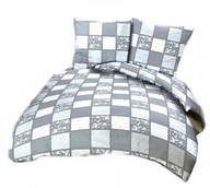 pościel z satyny 220x240 + 2x70x80 guzik S 48 Patchwork szary