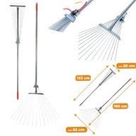 GRABIE OGRODOWE DO LIŚCI DO TRAWY METALOWE WACHLARZOWATE REGULOWANE BELGRIS